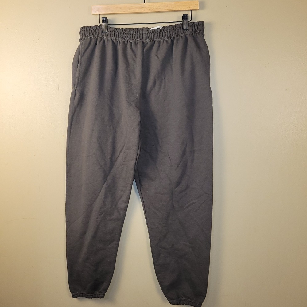Athletic Works Sweatpants Large Gray Jogger Fleece‎ Lined Elastic Waist Pockets